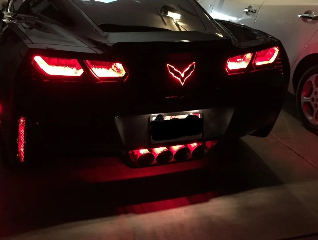 2014-2019 Corvette LED Hydro Carbon Emblem Lighting Rear Only W/ Red LEDS - CA-78559-Corvette-Store-Online