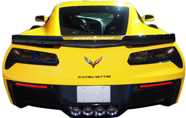 2015-2019 Corvette Clear Center Wicker Bill Decal - Gloss Red Custom Lettering - CA-78676-Corvette-Store-Online