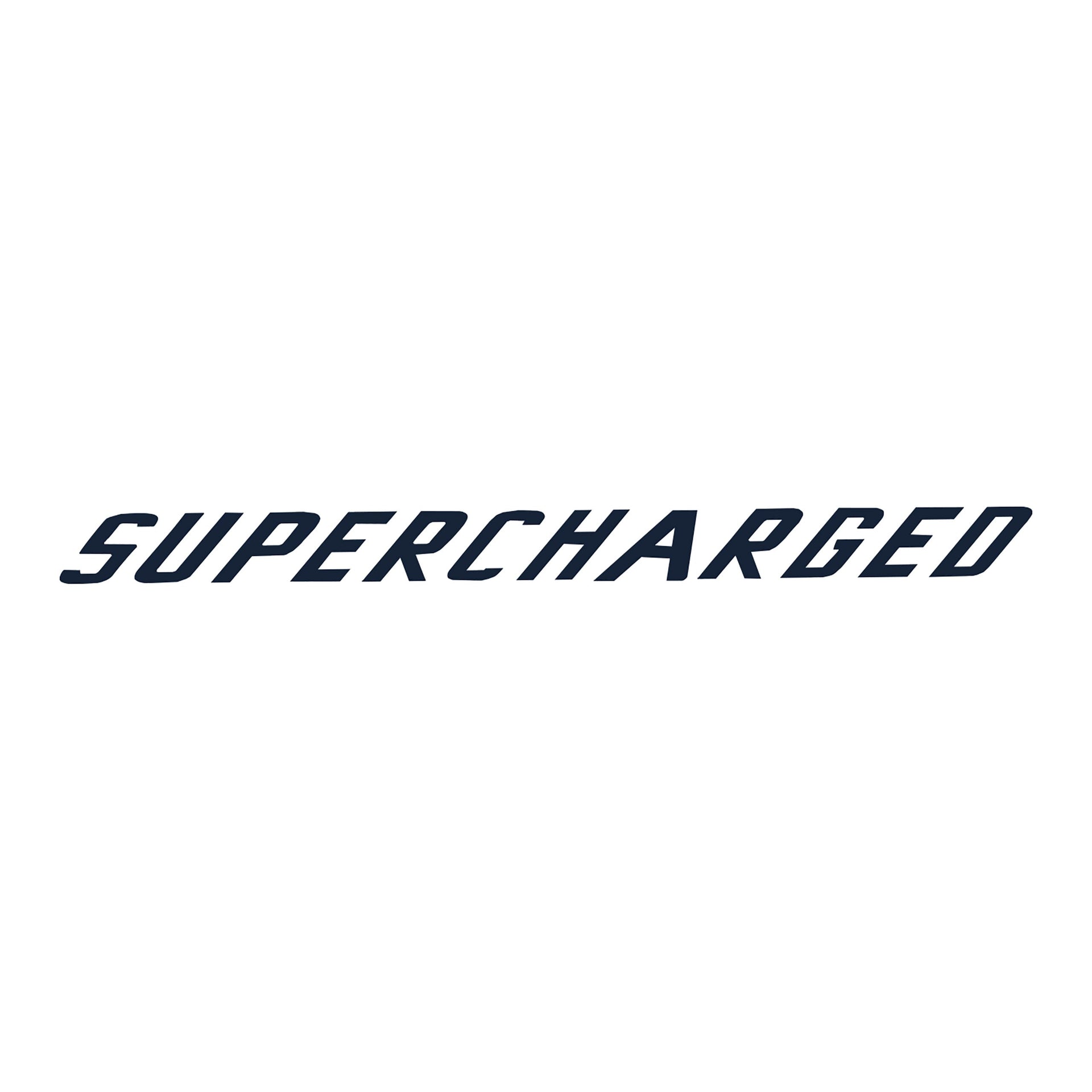 2015-2019 Corvette Clear Center Wicker Bill Decal - Gloss Blue Supercharged Text - CA-78678-Corvette-Store-Online