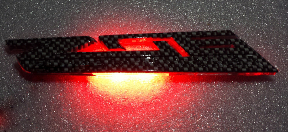 2015-2019 Corvette Hydro Carbon LED Side Fender Emblem Lighting - Pair Red Gloss Clear Finish - CA-78707-Corvette-Store-Online