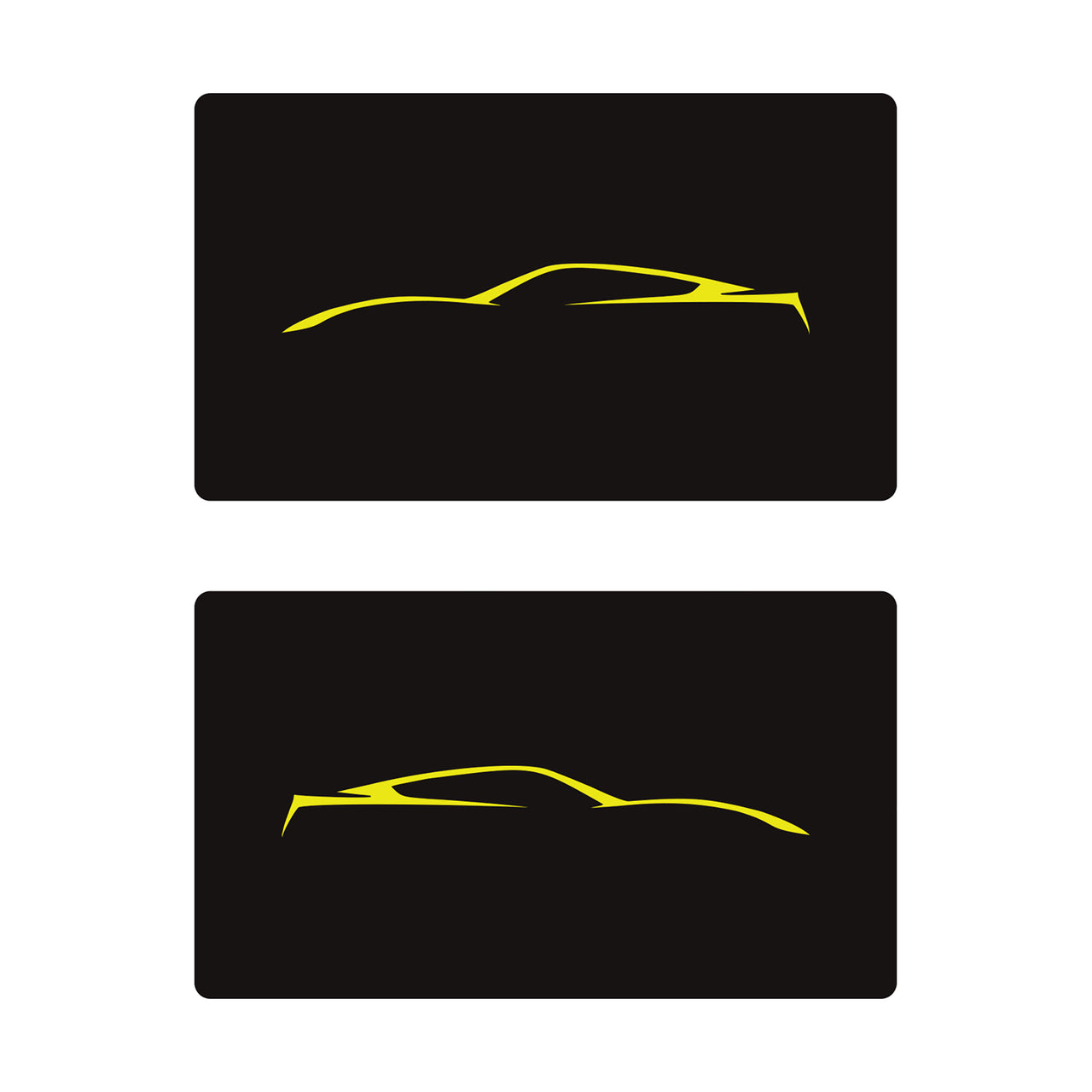 2014-2019 Corvette Airbag Warning Cover - Pair Matte Black Gloss Yellow Coupe Outline Only - CA-78919-Corvette-Store-Online