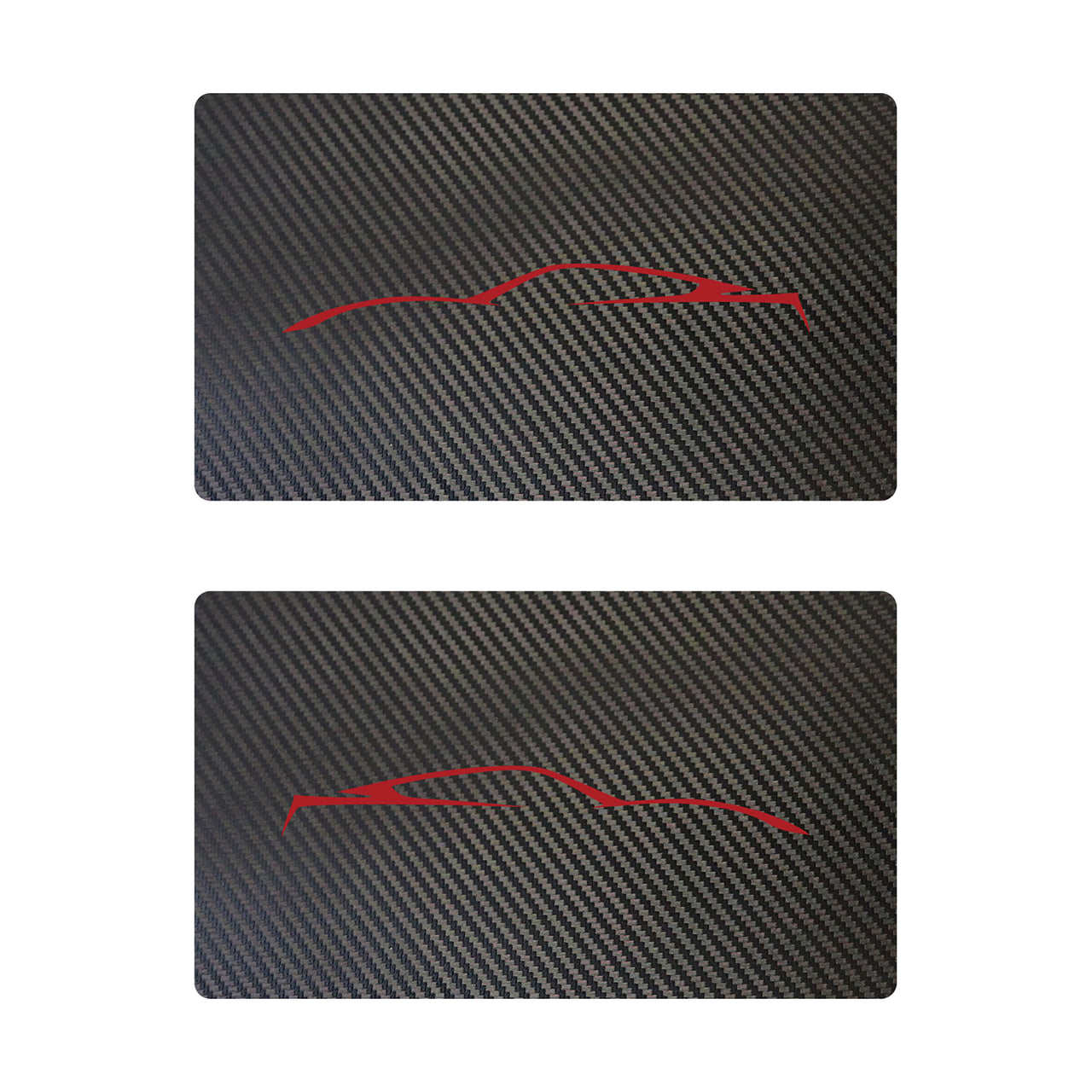 2014-2019 Corvette Airbag Warning Cover - Pair Black Carbon Fiber Gloss Red Coupe Outline Only - CA-78936-Corvette-Store-Online