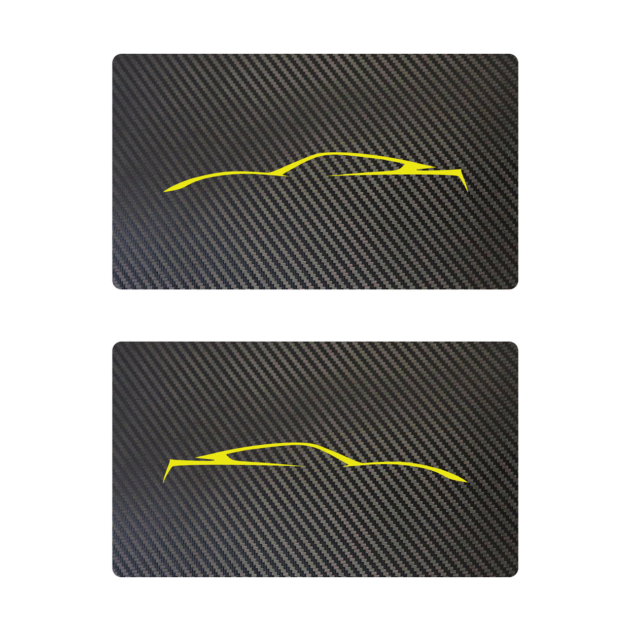 2014-2019 Corvette Airbag Warning Cover - Pair Black Carbon Fiber Gloss Yellow Coupe Outline Only - CA-78947-Corvette-Store-Online