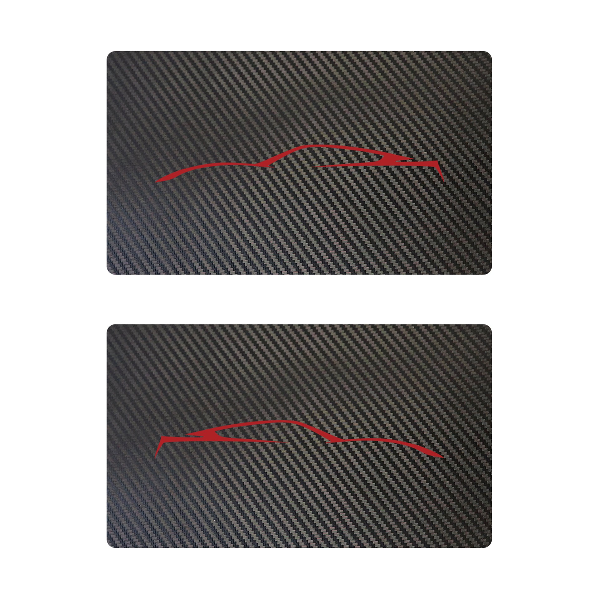 2014-2019 Corvette Airbag Warning Cover - Pair Black Carbon Fiber Matte Red Coupe Outline Only - CA-78949-Corvette-Store-Online