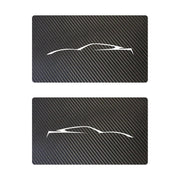 2014-2019 Corvette Airbag Warning Cover - Pair Black Carbon Fiber Matte White Coupe Outline Only - CA-78951-Corvette-Store-Online