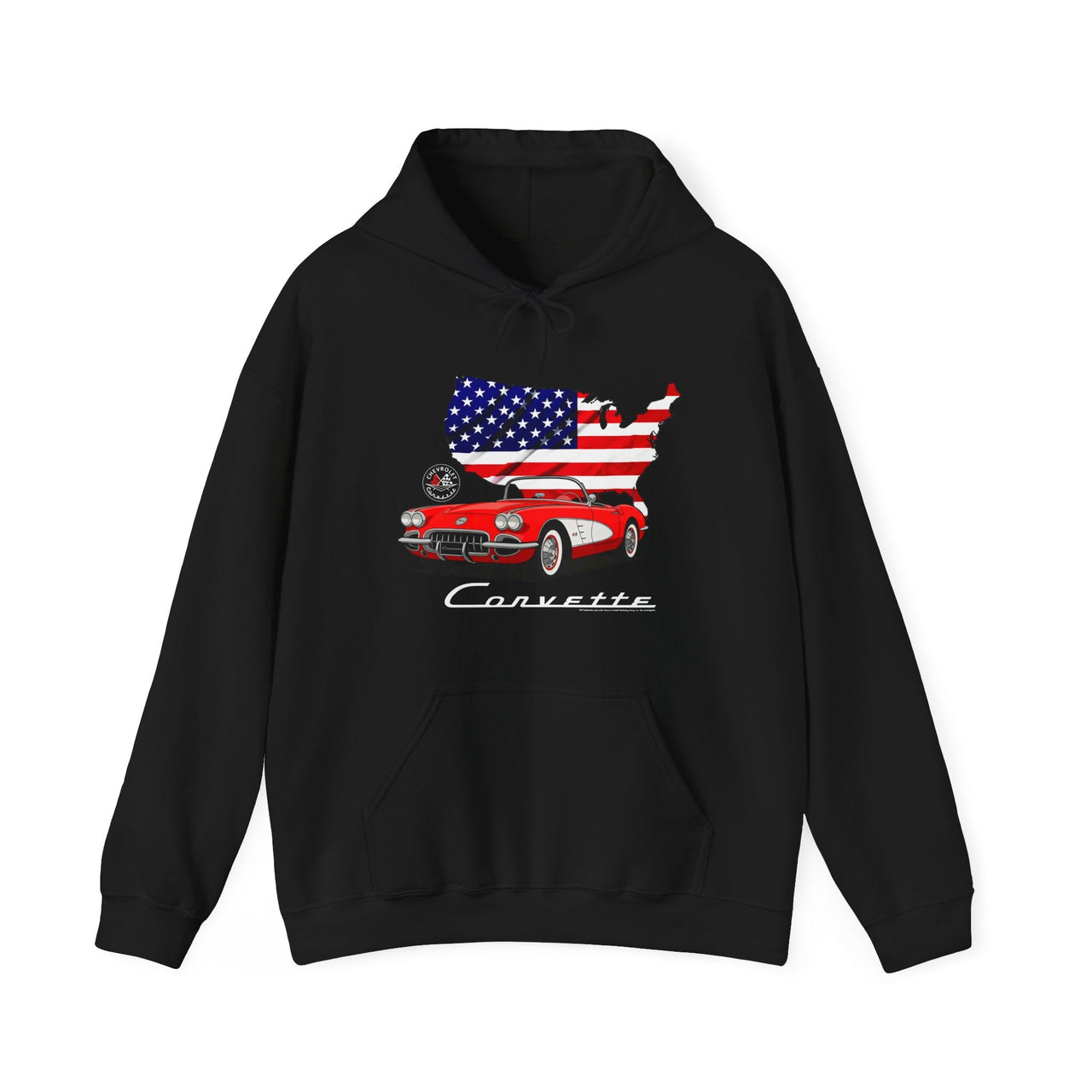 C1 Corvette American Flag Cotton Blend Hooded Sweatshirt