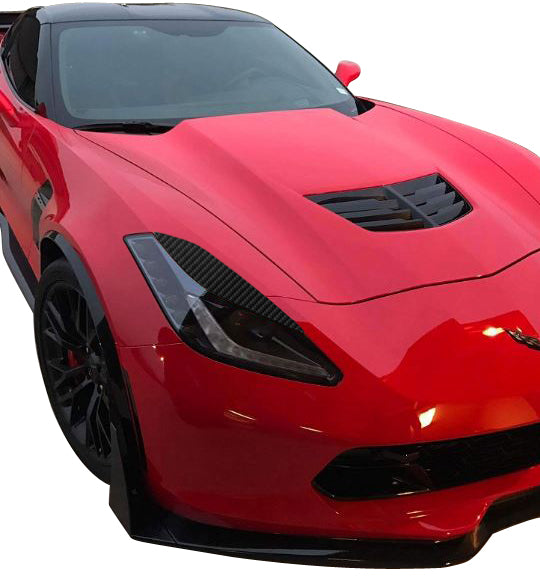 2014-2019 Corvette Hydro Carbon Acrylic Headlight Eyelid Covers - Pair Gloss Clear Finish - CA-79339-Corvette-Store-Online