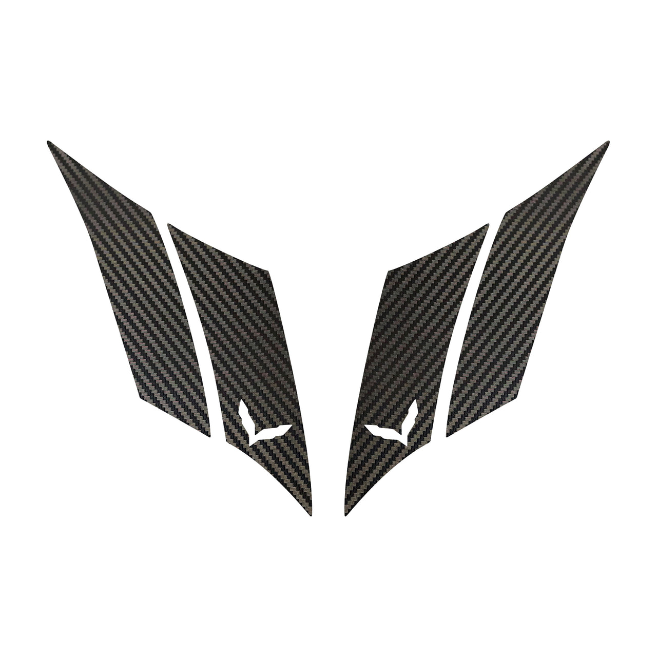 2014-2019 Corvette GS Hash Marks W/ Cutout Both Black Carbon Fiber C7 - Crossed Flags - CA-79599-Corvette-Store-Online