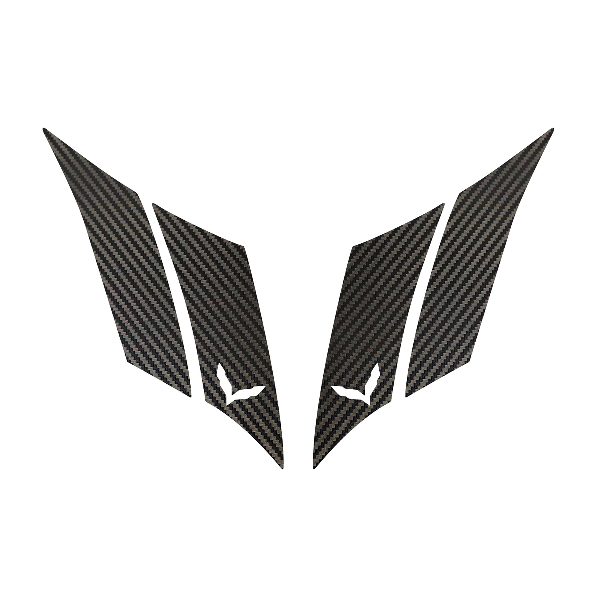 2014-2019 Corvette GS Hash Marks W/ Cutout Both Black Carbon Fiber C7 - Crossed Flags - CA-79599-Corvette-Store-Online