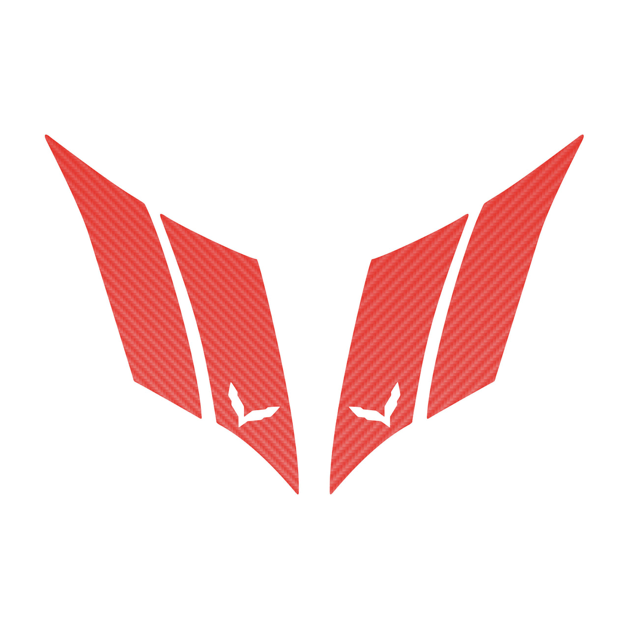 2014-2019 Corvette GS Hash Marks W/ Cutout Both Red Gloss Carbon Fiber C7 - Crossed Flags - CA-79615-Corvette-Store-Online