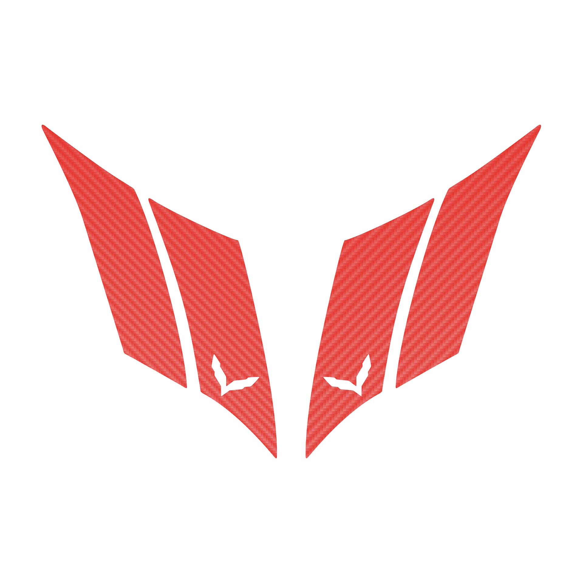 2014-2019 Corvette GS Hash Marks W/ Cutout Both Red Gloss Carbon Fiber C7 - Crossed Flags - CA-79615-Corvette-Store-Online