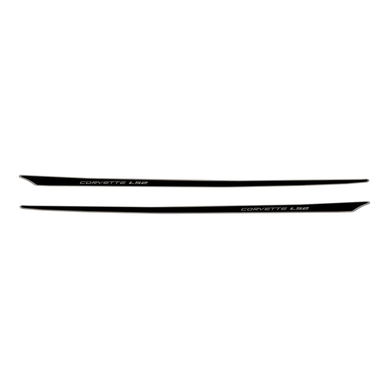 2005-2013 Corvette Two-Tone Hood Stripe Decal LS2 Top Gloss Black Bottom Gloss Silver - CA-79836-Corvette-Store-Online