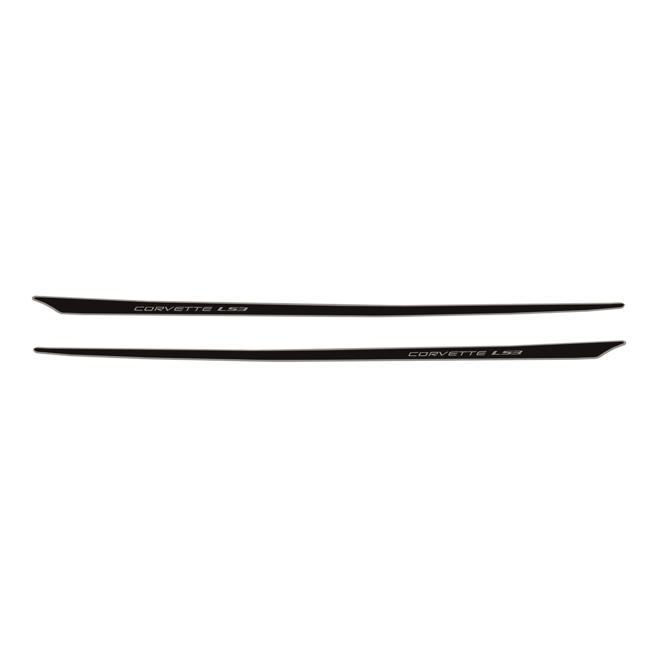 2005-2013 Corvette Two-Tone Hood Stripe Decal LS3 Top Matte Black Bottom Gloss Silver - CA-79838-Corvette-Store-Online