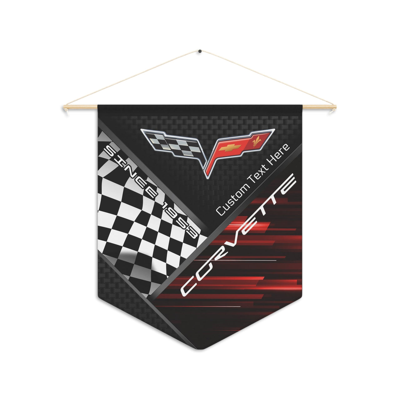 Corvette C6 Personalized Pennant Wall Art Decor with Wooden Dowel
