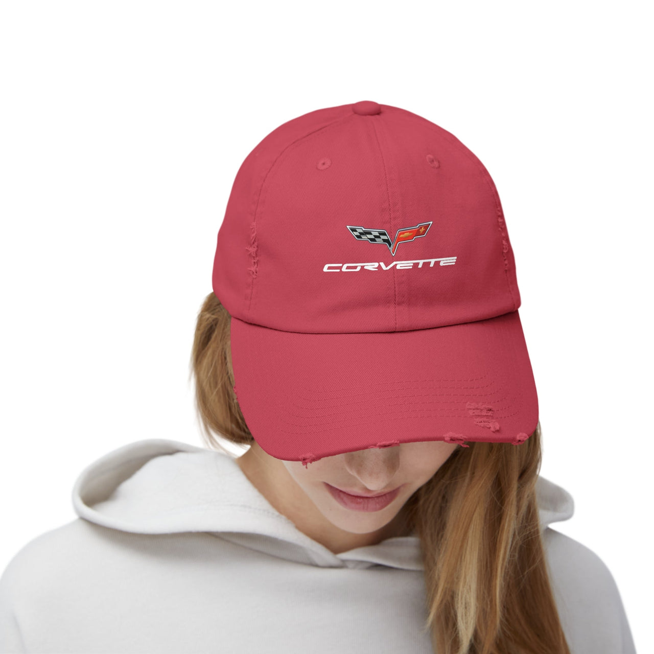 Corvette C6 Flag Logo Distressed Cap