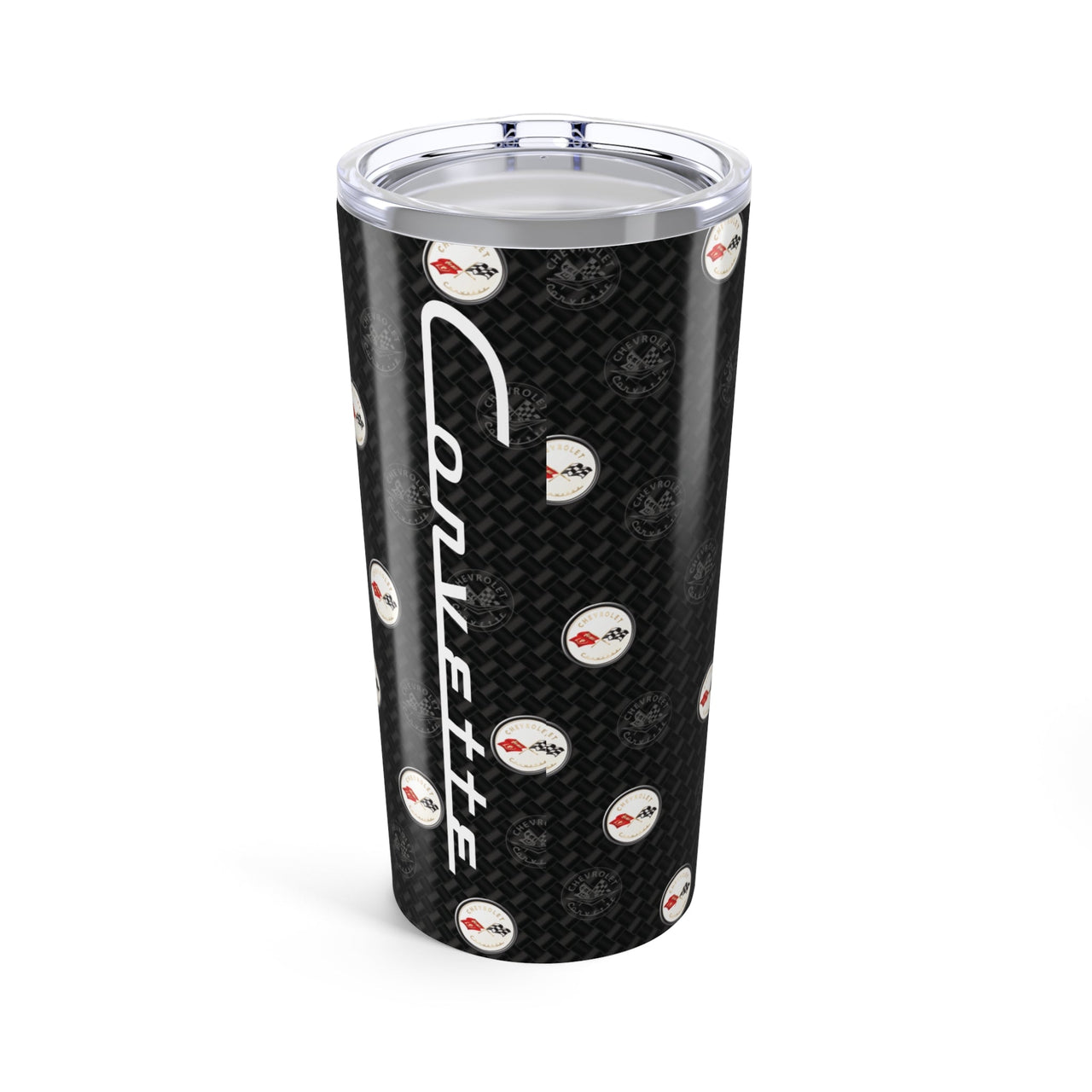 Corvette C1 Logo Toss Pattern Carbon Tumbler 20oz