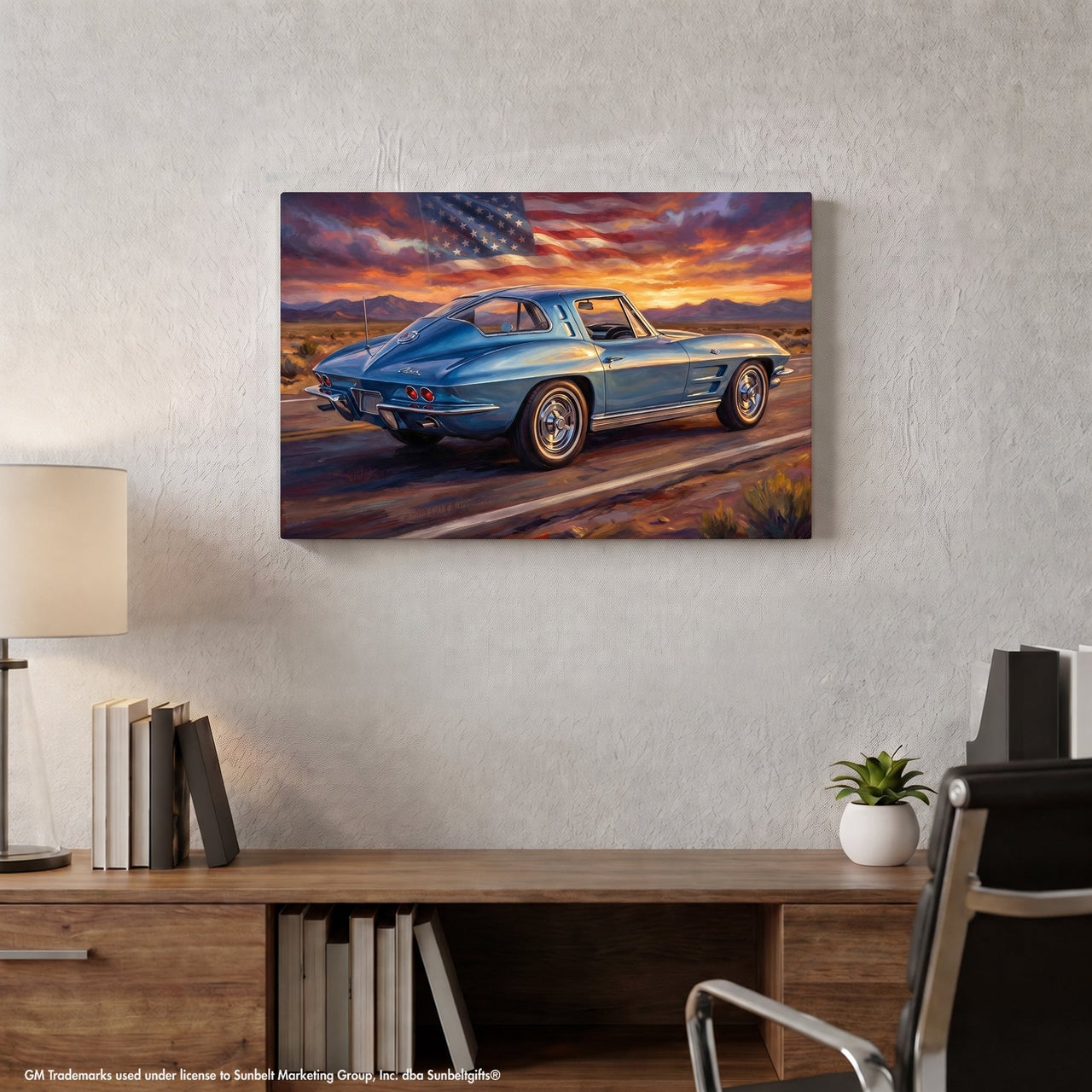 Corvette C2 Rearview Highway Canvas Wall Art