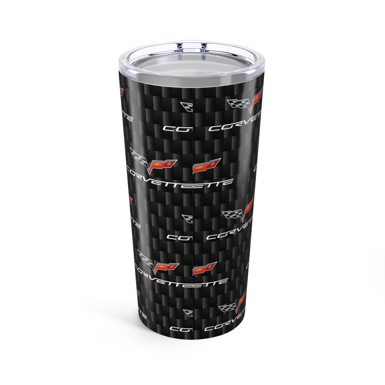 Corvette C6 Logo Repeat Pattern Carbon Tumbler 20oz