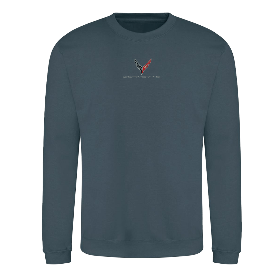 Air Force Blue Embroidered Corvette Crewneck Sweatshirt & Sweatpants Bundle