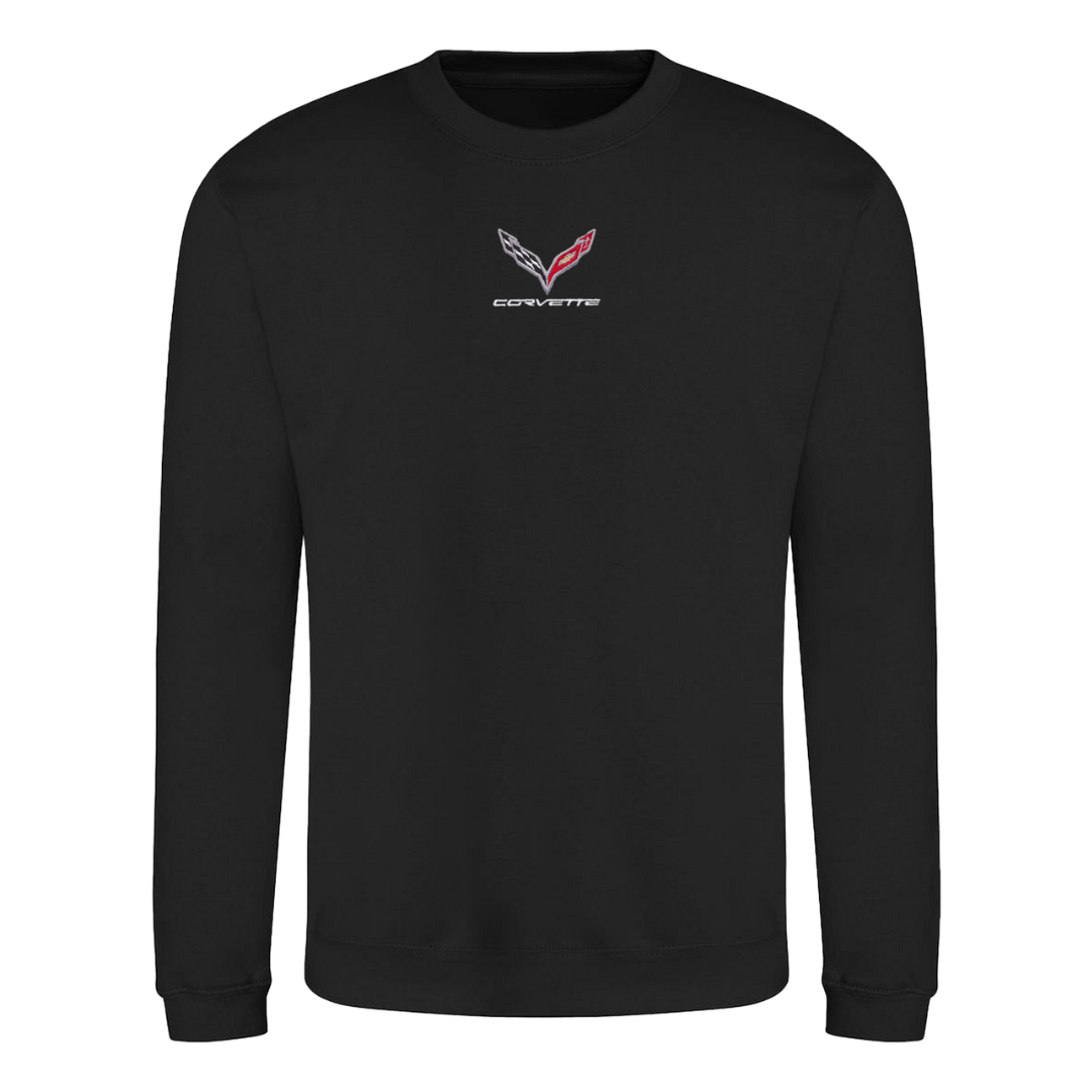 Black Embroidered Corvette Crewneck Sweatshirt & Sweatpants Bundle