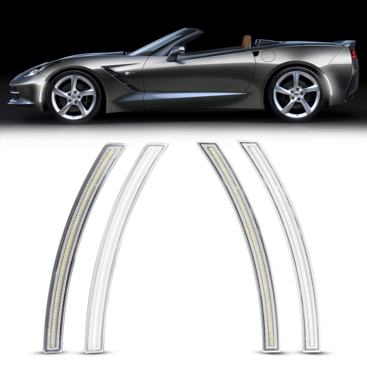 2014-2019 Chevrolet Corvette Clear C7 White LED Side Marker