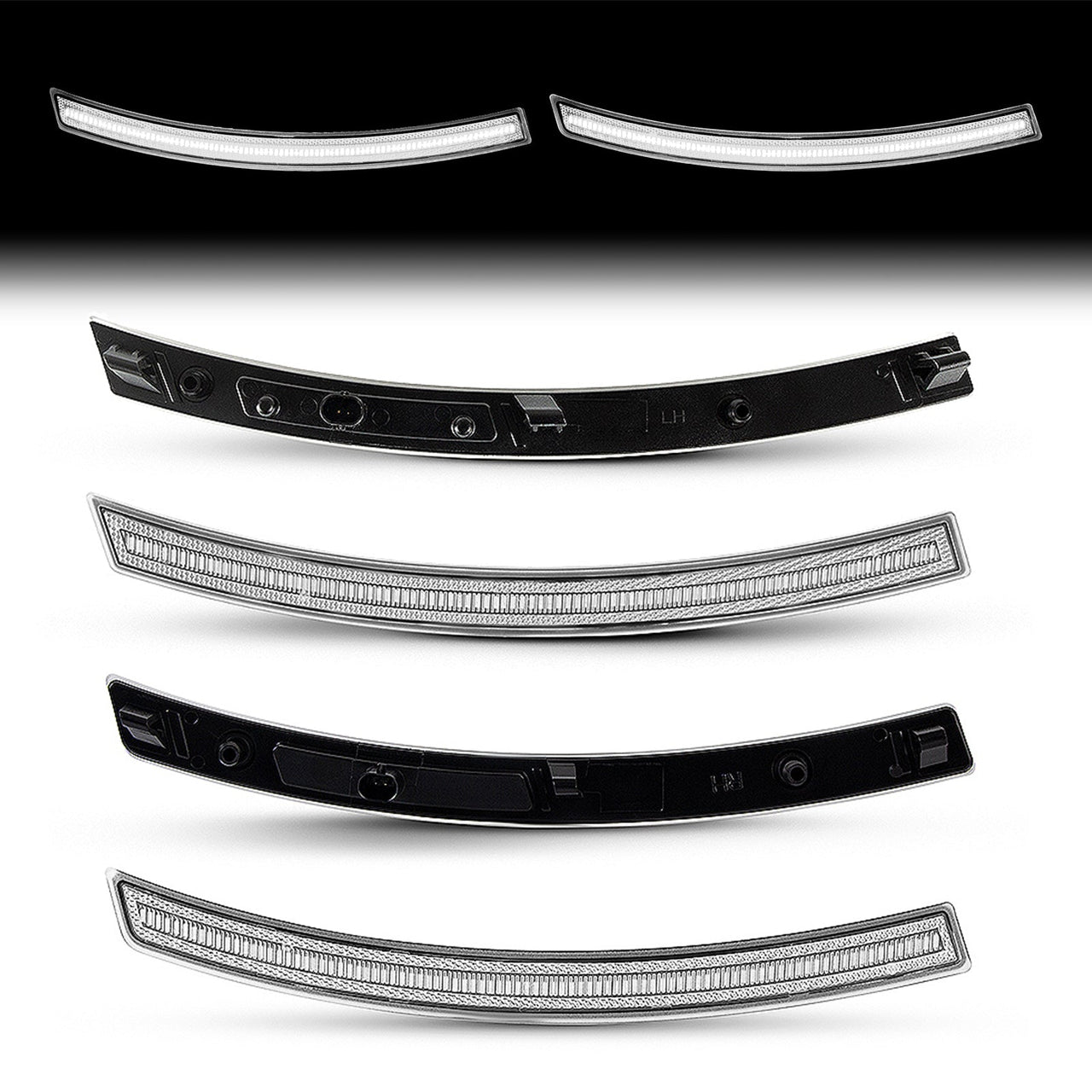 2014-2019 Corvette C7 Clear Lens White Dynamic Animation LED Side Markers Set