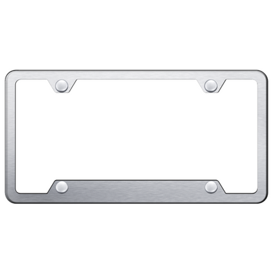 Notched Brushed 4-Hole License Plate Frame - Stainless Steel