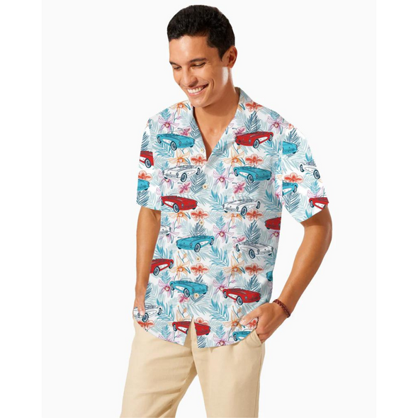 C1 Corvette Men's Red White & Blue Hawaiian Shirt