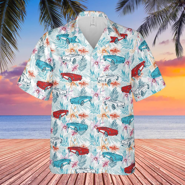 C1 Corvette Men's Red White & Blue Hawaiian Shirt