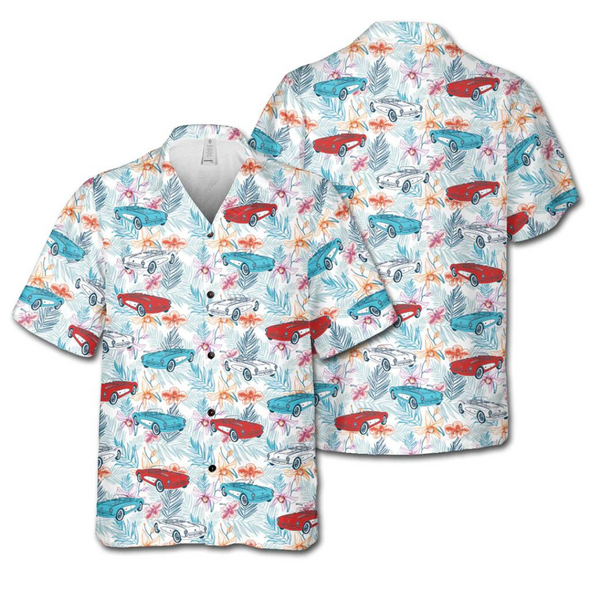 C1 Corvette Men's Red White & Blue Hawaiian Shirt