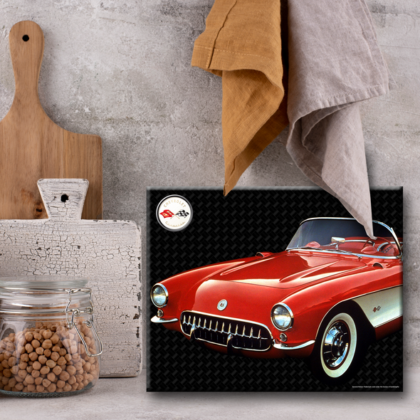 C1 Corvette Glass Cutting Board, Red, 12"x15" Tempered Glass, Made in the USA