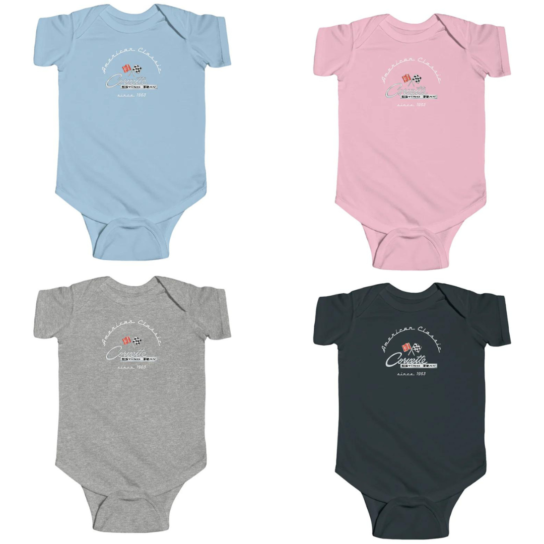 C2 Corvette Baby Short Sleeve Snap Bottom One Piece Fine Jersey Bodysuit