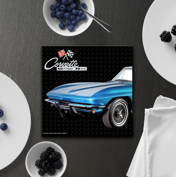 C2 Corvette Ceramic 4x4 inch Coaster Blue, Made in the USA