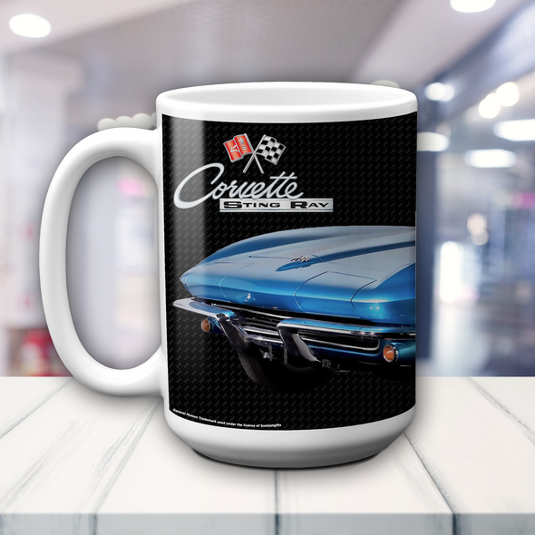 C2 Corvette 15oz Ceramic Mug Blue, Perfect for Corvette Fans, Made in the USA