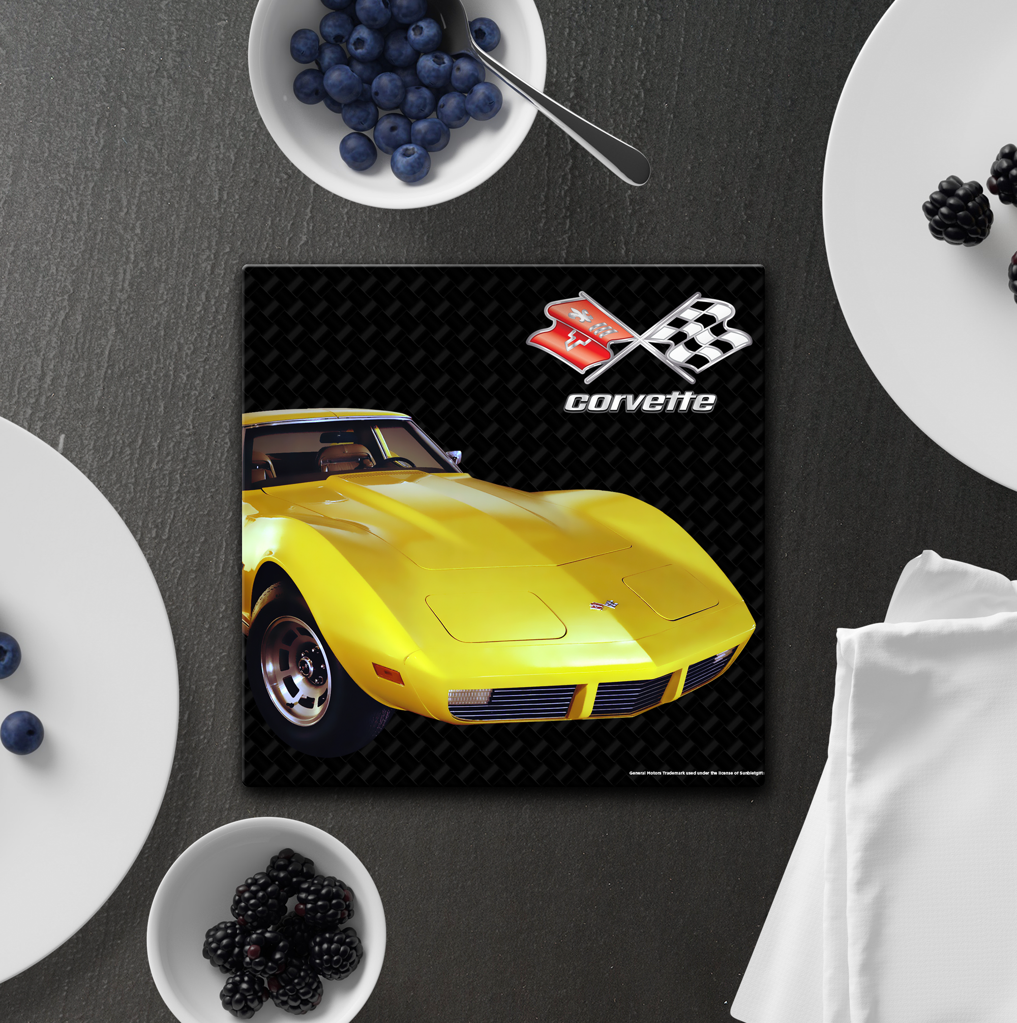 Chevrolet Corvette C6 Rubber Car Coasters - Custom Chevy Theme, Set Of 2