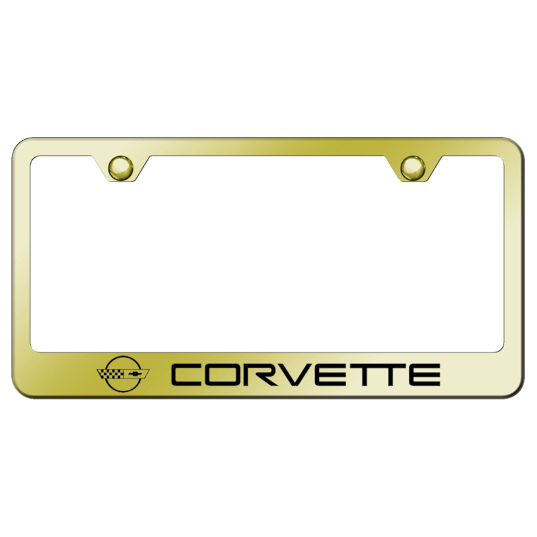 C4 Corvette License Plate Frame - Gold Stainless Steel