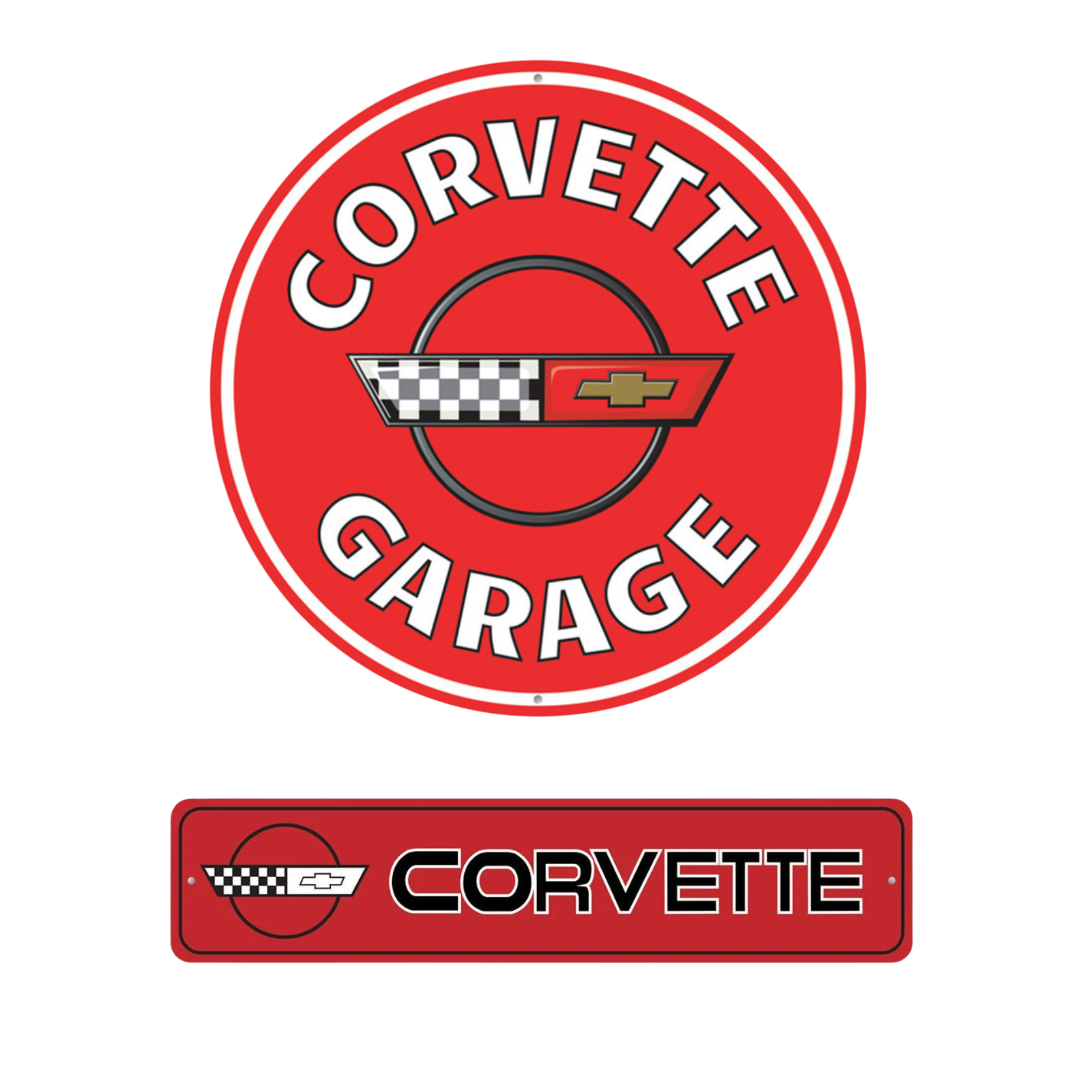 C4 Corvette Red Garage Sign Set