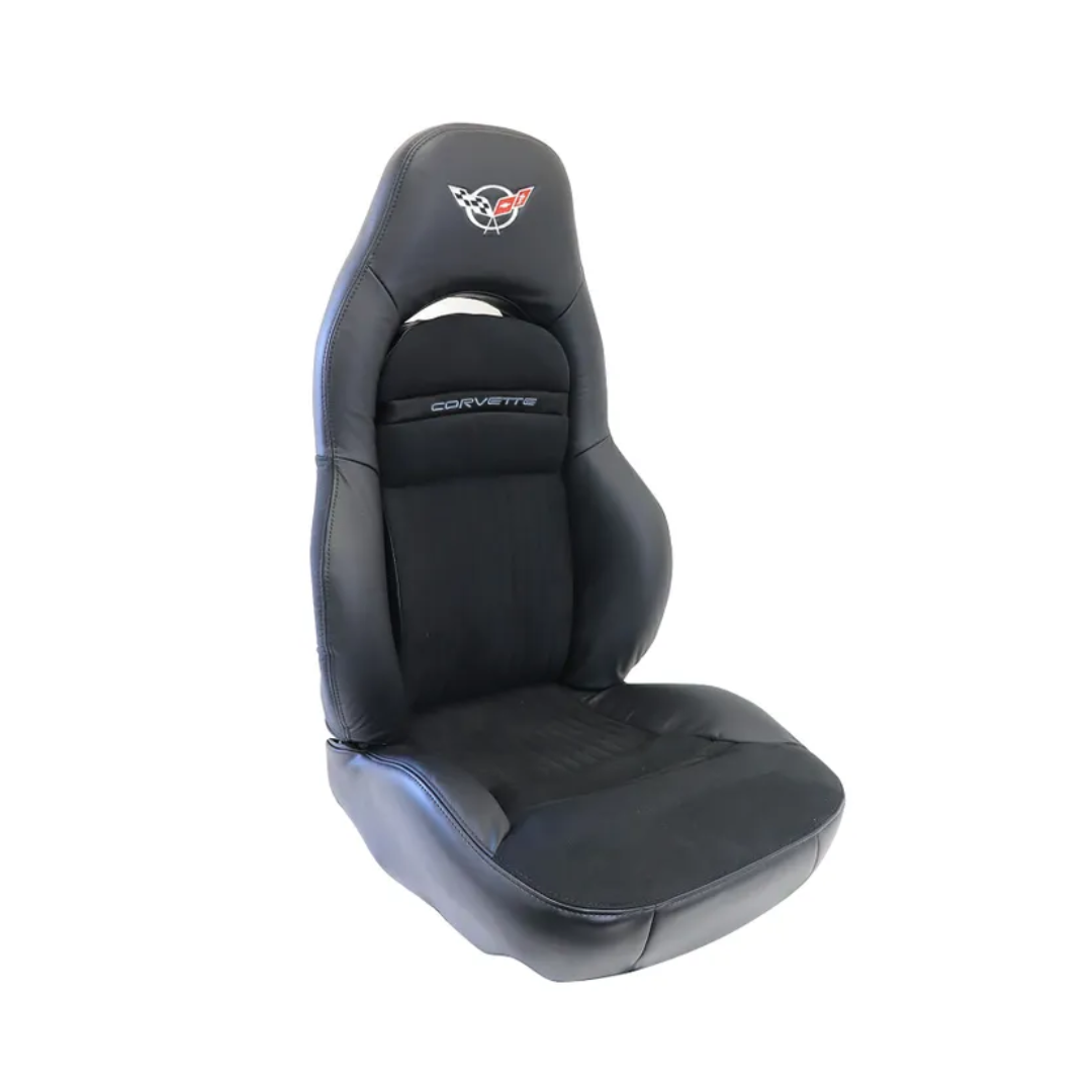 C5 CHEVROLET CORVETTE SEAT COVER - BLACK W/BLK SUEDE Z06 W/LOGO