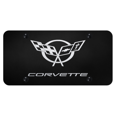 c5-corvette-crossed-flags-license-plate-laser-etched-on-black