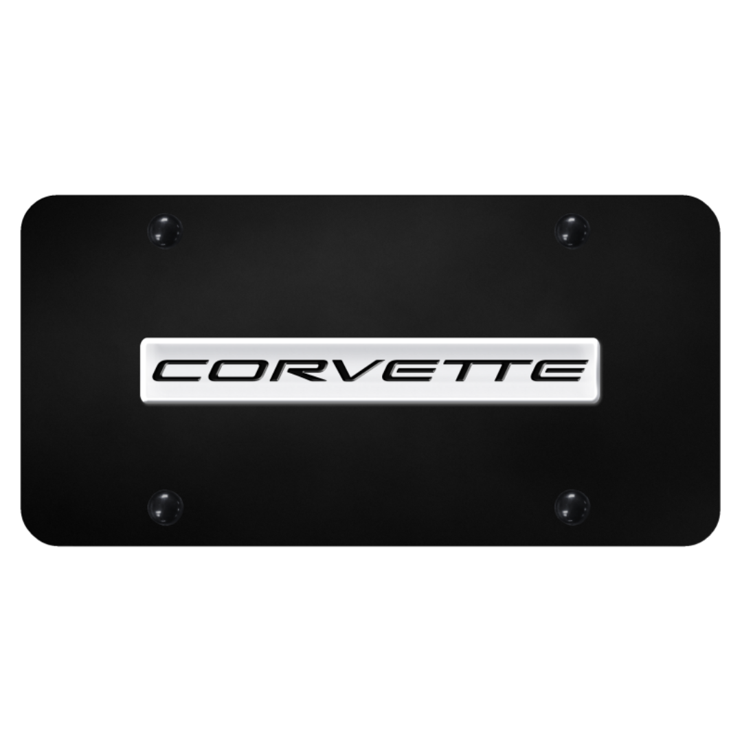 C5 Corvette License Plate - Chrome on Black