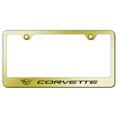 C5 Corvette License Plate Frame - Gold Stainless Steel