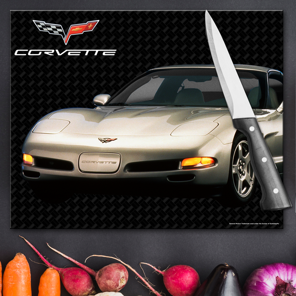 C5 Corvette Glass Cutting Board, 12"x15" Tempered Glass, Made in the USA