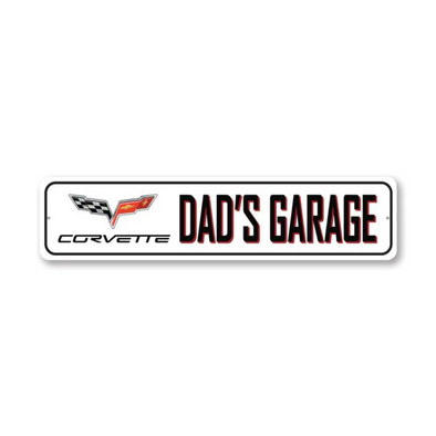 C6 Corvette Dad's Garage Aluminum Sign