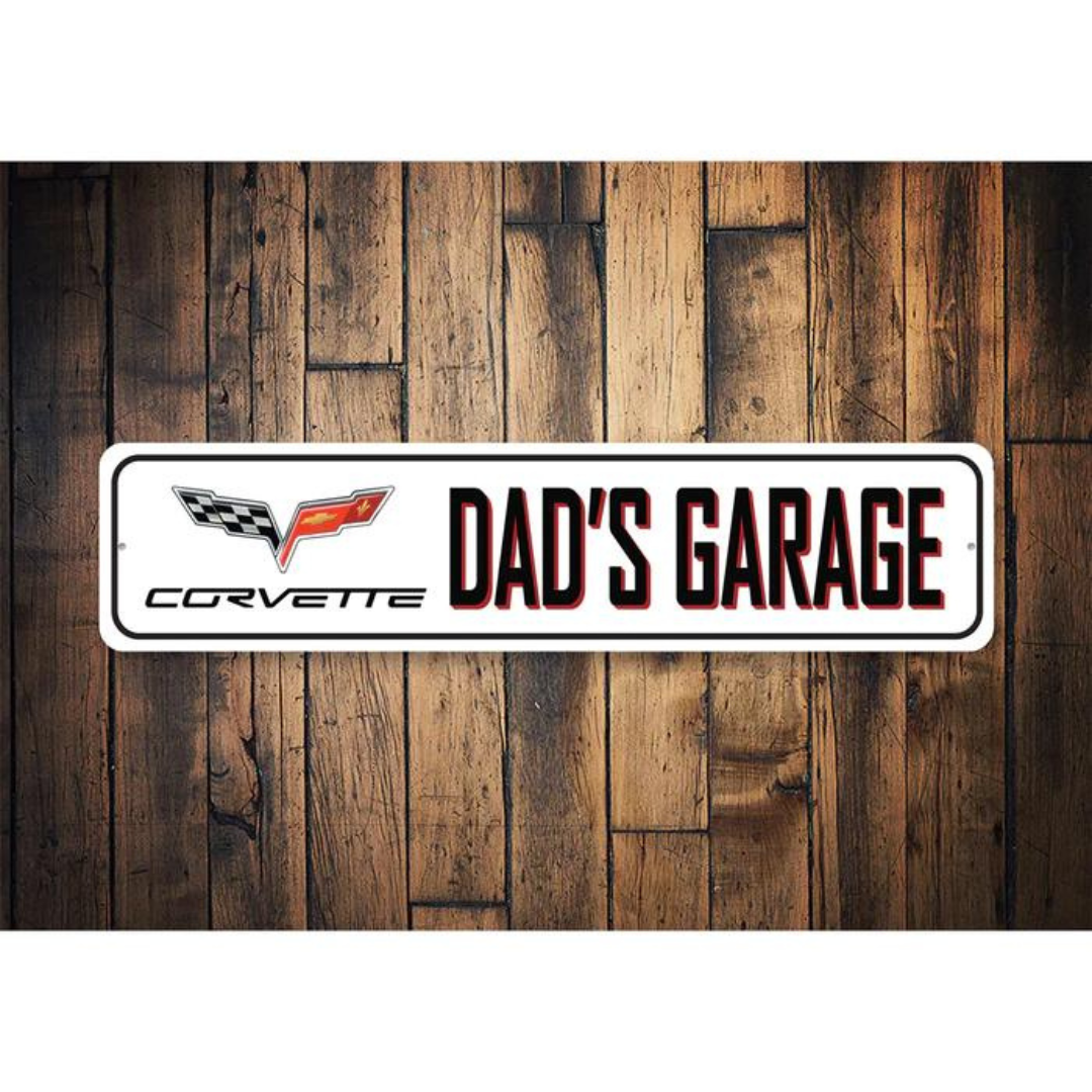 C6 Corvette Dad's Garage Aluminum Sign