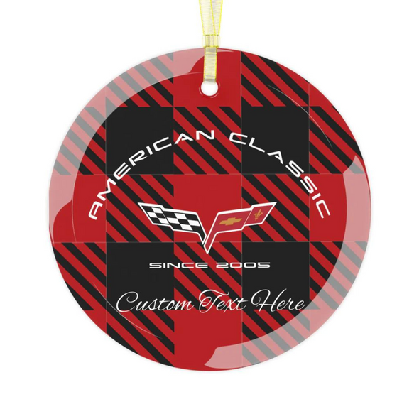 C6 Corvette Glass Christmas Ornament - Personalized Option