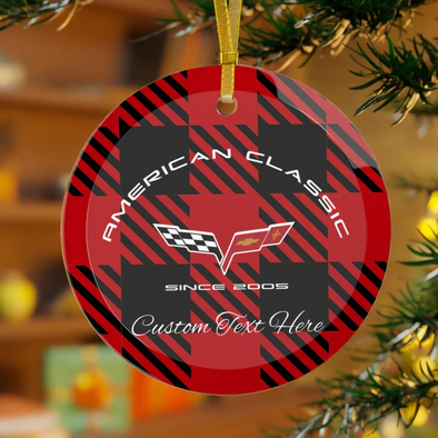C6 Corvette Glass Christmas Ornament - Personalized Option