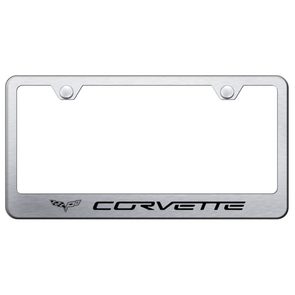 c6-corvette-license-plate-frame-brushed-stainless-steel
