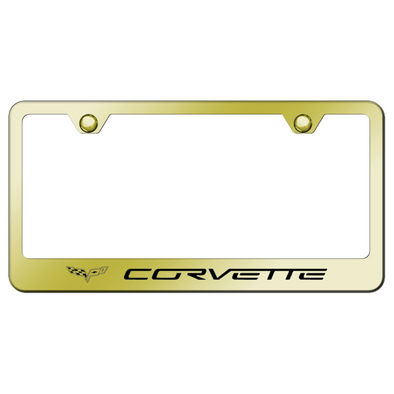 C6 Corvette License Plate Frame - Gold Stainless Steel
