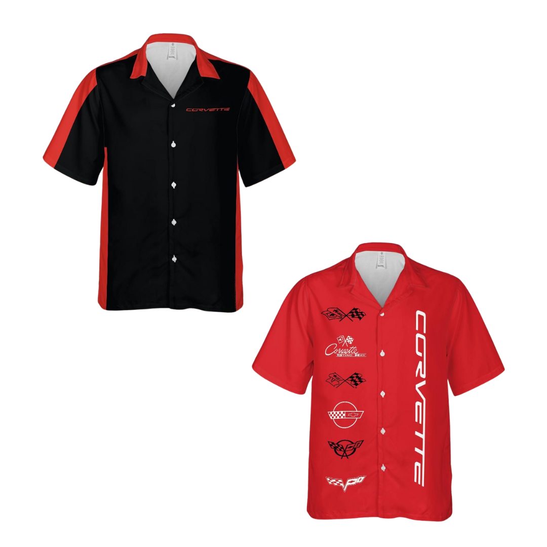 C6 Corvette Hawaiian Shirt Black and Victory Red Bundle