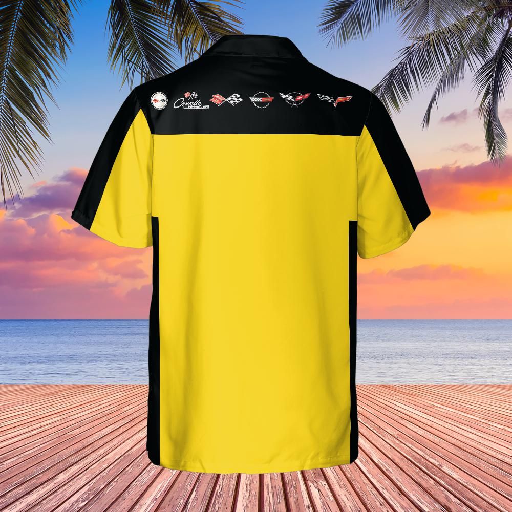 C6 Chevrolet Corvette Hawaiian Shirt Velocity Yellow and Black
